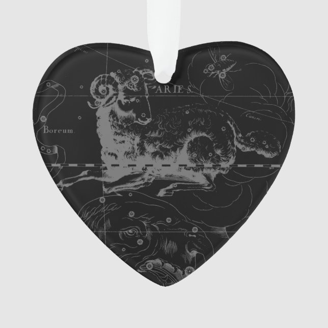 Aries Constellation Map Engraving by Hevelius Ornament (Front)