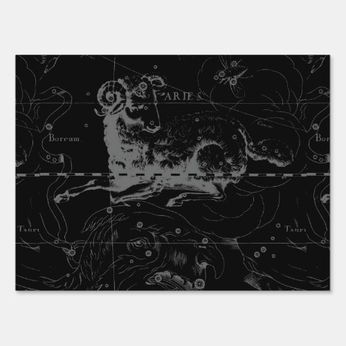 Aries Constellation Map Engraving by Hevelius Sign