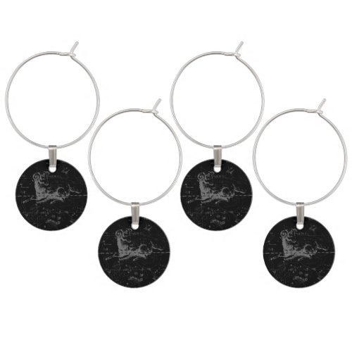 Aries Constellation Map Engraving by Hevelius Wine Glass Charm