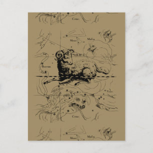 Aries Constellation Map Hevelius 1690 Postcard