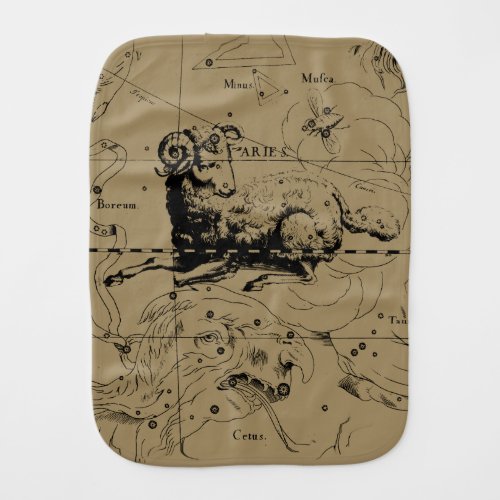 Aries Constellation Map Hevelius circa 1690 Burp Cloth