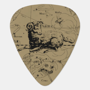 Aries Constellation Map Hevelius circa 1690 Guitar Pick