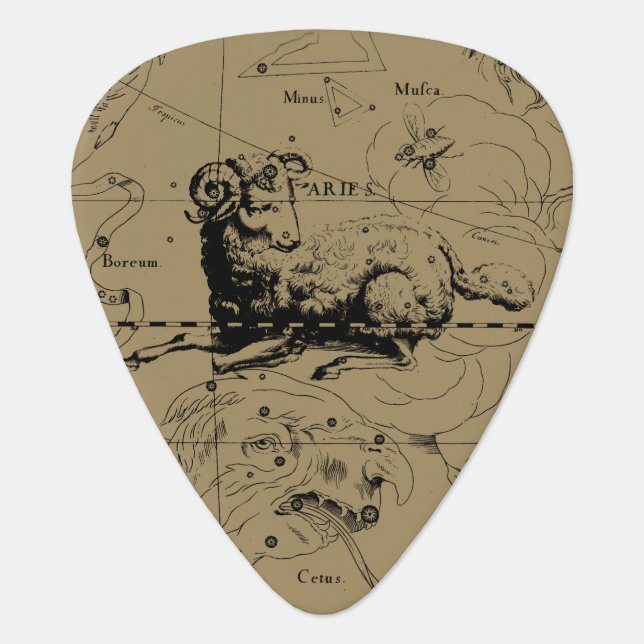 Aries Constellation Map Hevelius circa 1690 Guitar Pick (Front)