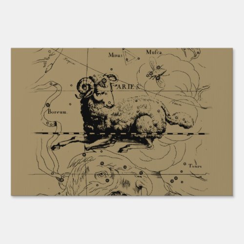 Aries Constellation Map Hevelius circa 1690 Yard Sign