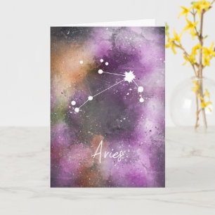 Aries Constellation Zodiac Purple Galaxy Card