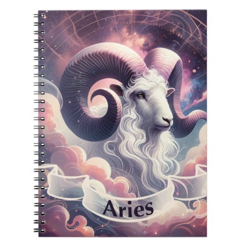 Aries Cosmic Celestial Zodiac Notebook