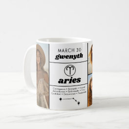 Aries Custom Birthday Zodiac - 5 Photo Collage Coffee Mug