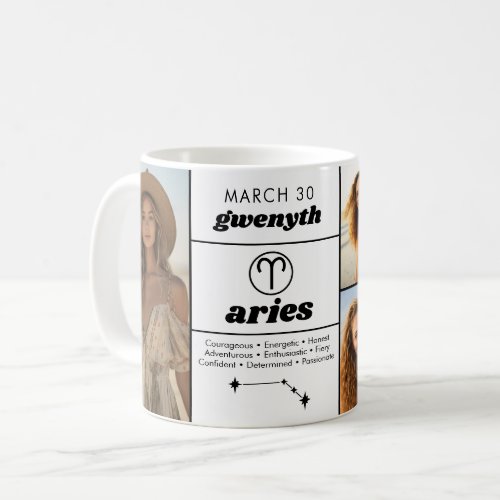 Aries Custom Birthday Zodiac _ 5 Photo Collage Coffee Mug
