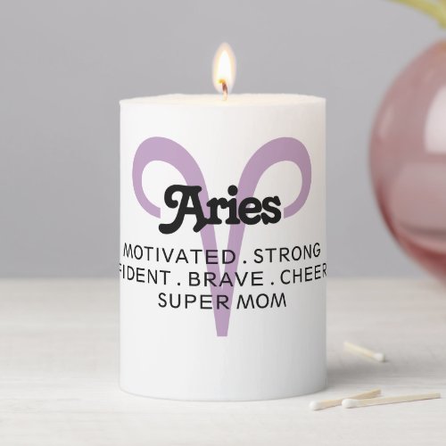 Aries Custom Traits and Message Zodiac Pillar Candle