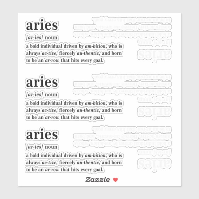 Aries Definition Aesthetic Astrology Gift Sticker (Sheet)