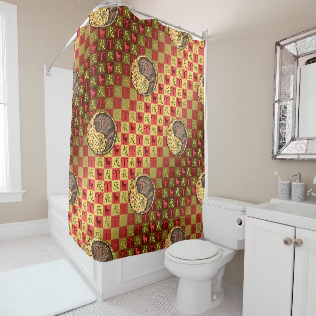 Aries & Earth Dragon Shower Curtain (In Situ)