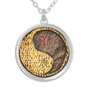 Aries & Earth Dragon Silver Plated Necklace