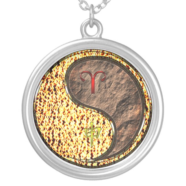 Aries & Earth Monkey Silver Plated Necklace (Front)