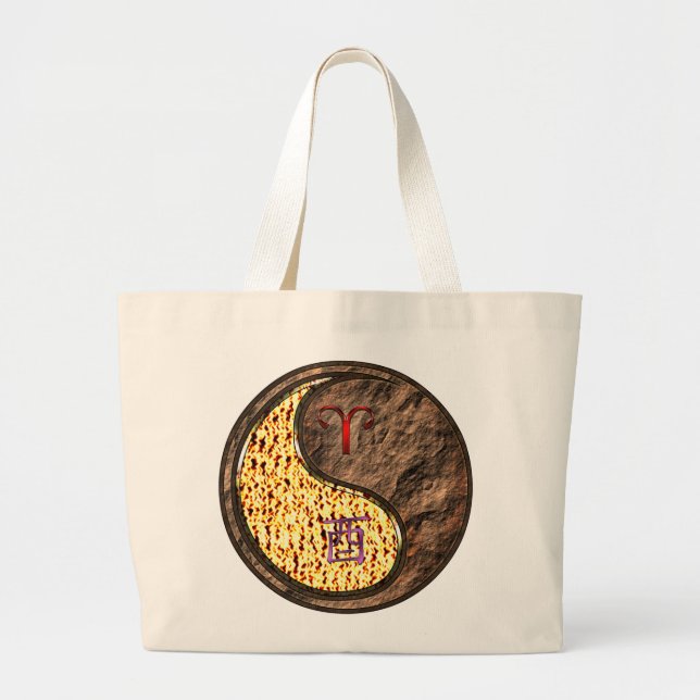 Aries & Earth Rooster Large Tote Bag (Front)