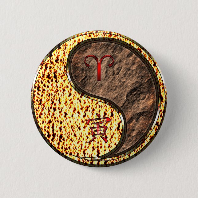 Aries & Earth Tiger Button (Front)