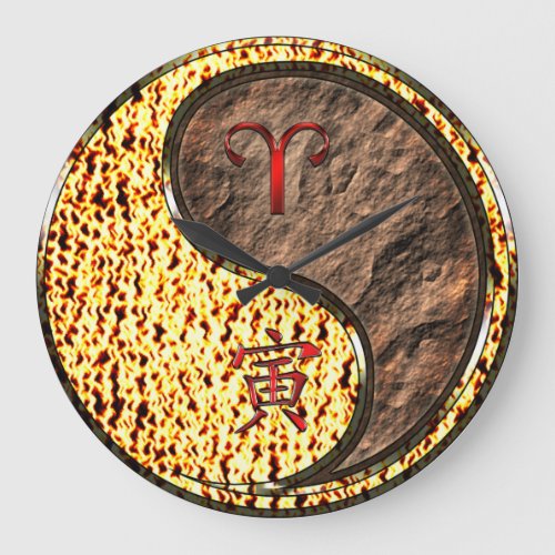 Aries & Earth Tiger Large Clock