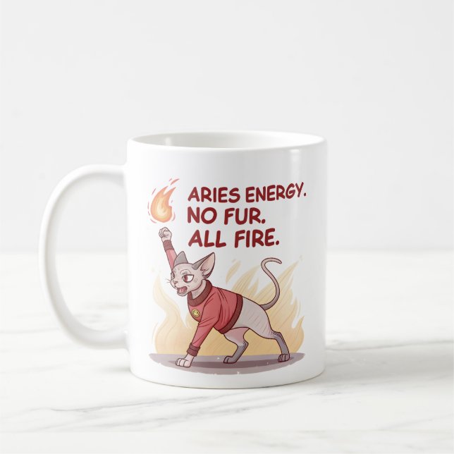 Aries Energy Sphynx Cat No Fur All Fire Art Coffee Mug (Left)