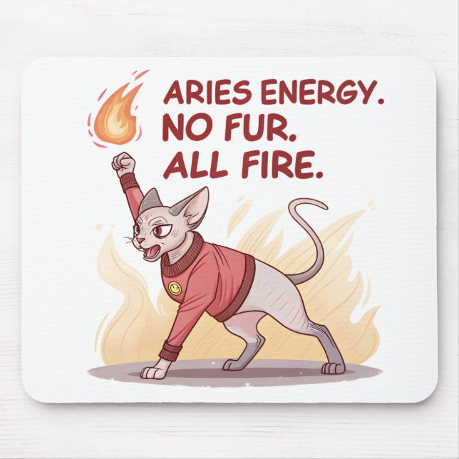 Aries Energy Sphynx Cat No Fur All Fire Art Mouse Pad (Front)