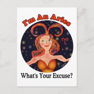 Aries Excuse Zodiac Chick Postcard