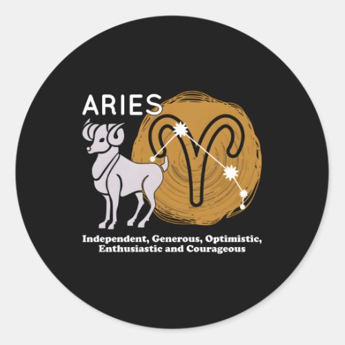Aries Facts Aries Zodiac Sign Aries King Classic Round Sticker
