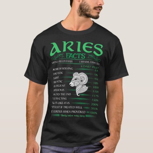 Aries Facts Problem Solving Sarcastic T_Shirt