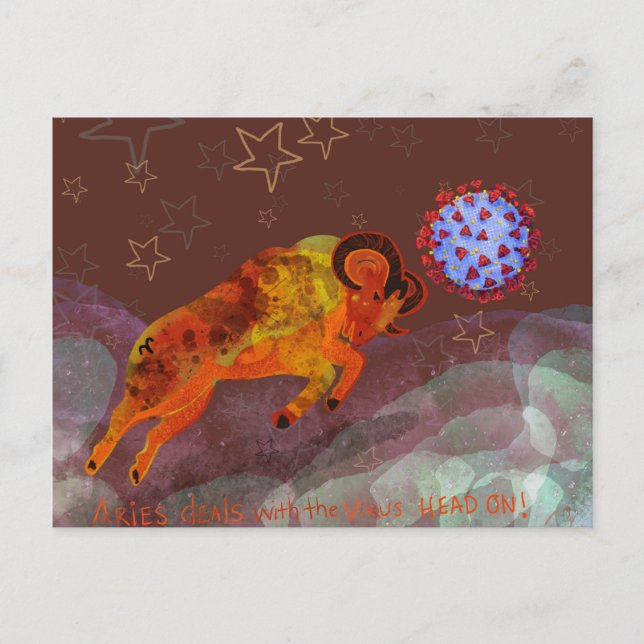 Aries fights the Virus head on Postcard (Front)
