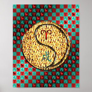 Aries & Fire Dog Poster