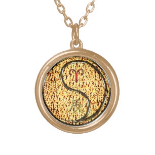 Aries & Fire Dragon Gold Plated Necklace