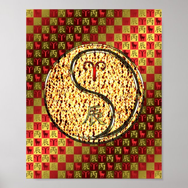 Aries & Fire Dragon Poster (Front)