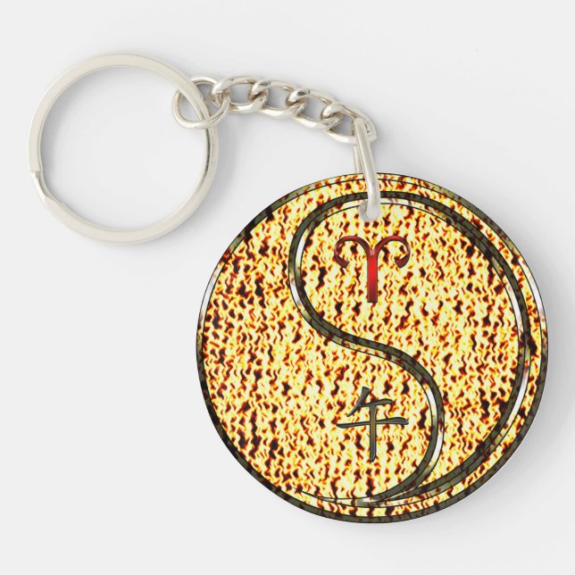 Aries & Fire Horse Keychain (Front)