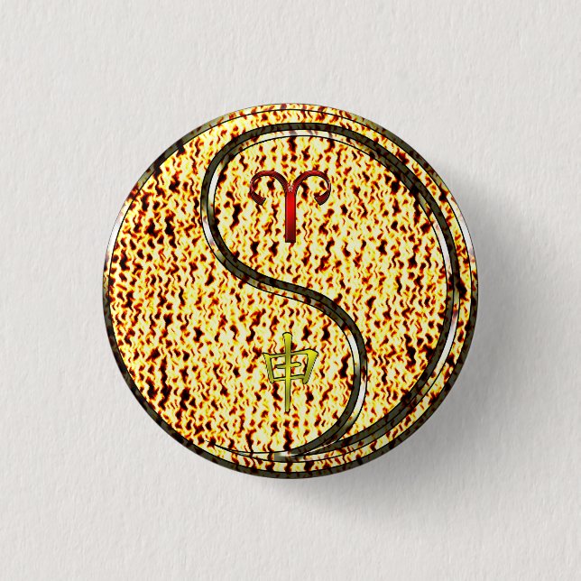 Aries & Fire Monkey Button (Front)