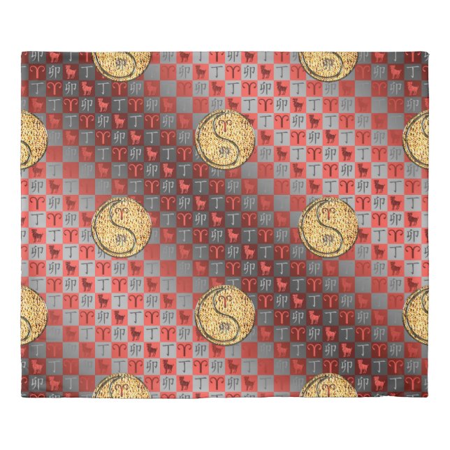 Aries & Fire Rabbit Duvet Cover (Front)