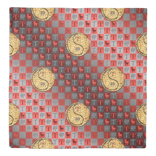 Aries & Fire Rabbit Duvet Cover (Front)