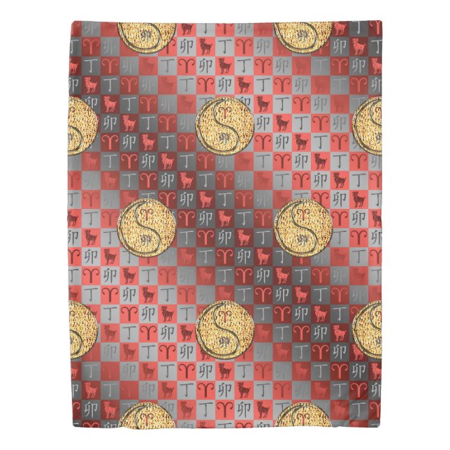 Aries & Fire Rabbit Duvet Cover (Front)