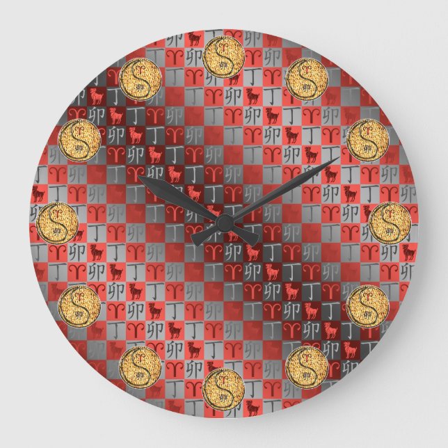 Aries & Fire Rabbit Large Clock (Front)