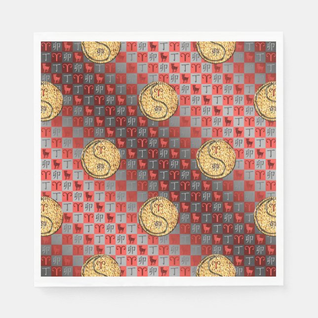 Aries & Fire Rabbit Napkins (Front)