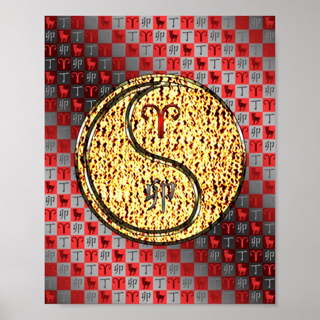 Aries & Fire Rabbit Poster (Front)