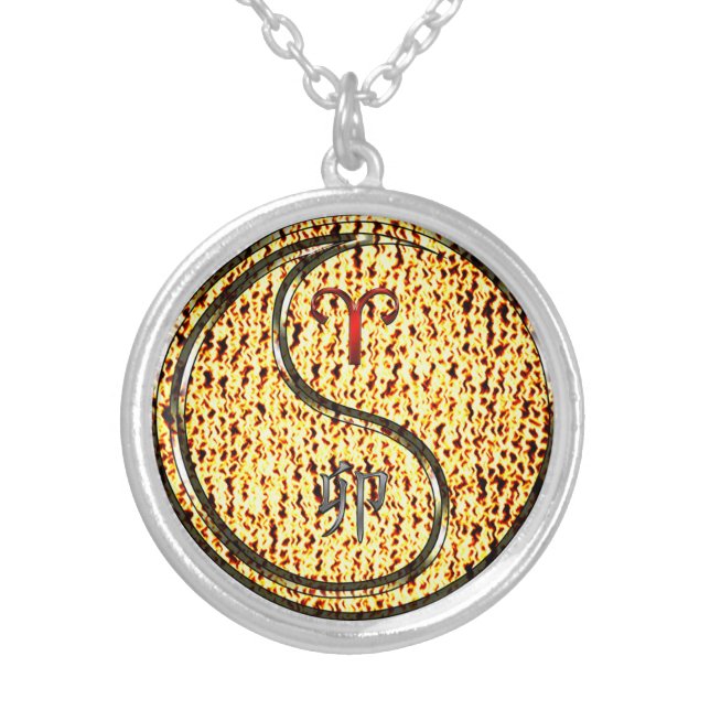 Aries & Fire Rabbit Silver Plated Necklace (Front)