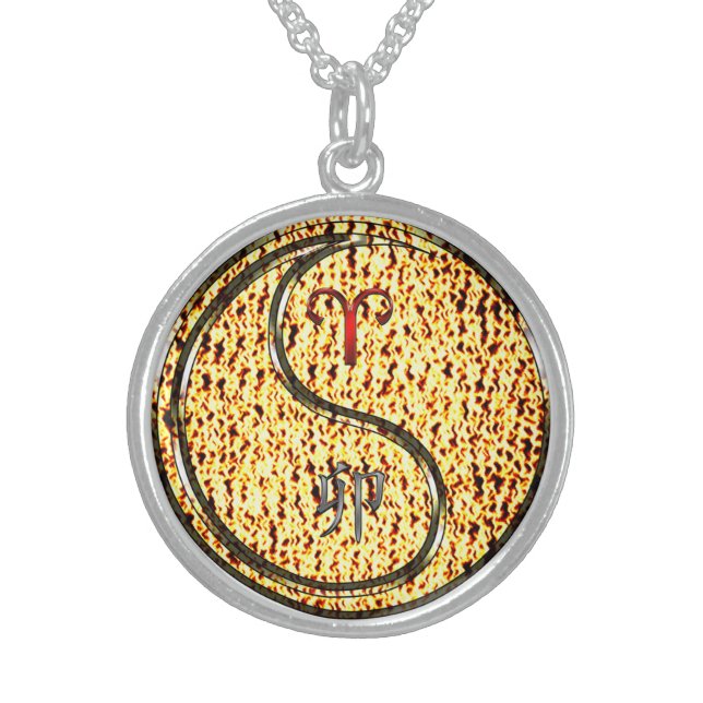 Aries & Fire Rabbit Sterling Silver Necklace (Front)