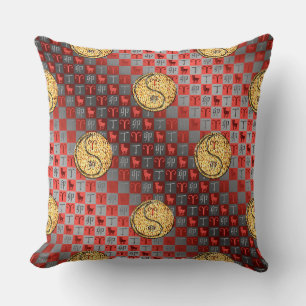 Aries & Fire Rabbit Throw Pillow