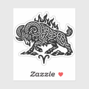 Aries Fire‑Ram – Celtic Haunted Ink Zodiac Sticker