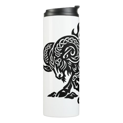 Aries Fire‑Ram – Celtic Haunted Ink Zodiac Thermal Tumbler