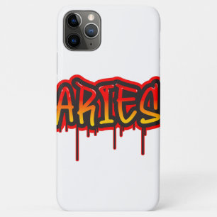 ARIES Fire Sign Dripping Word Art Spray Paint iPhone 11 Pro Max Case