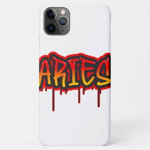ARIES Fire Sign Dripping Word Art Spray Paint iPhone 11 Pro Max Case