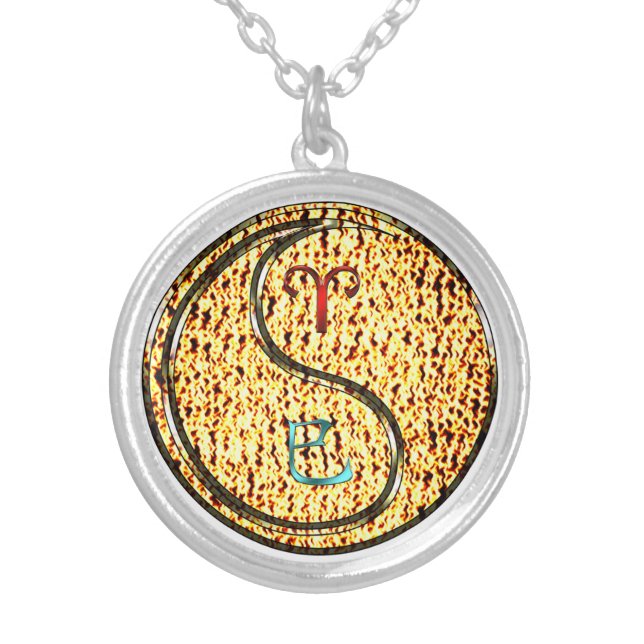 Aries & Fire Snake Silver Plated Necklace (Front)