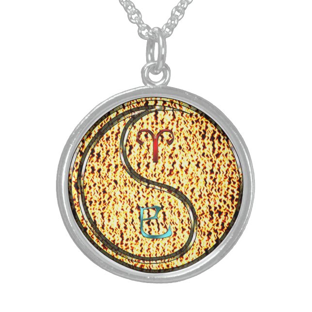 Aries & Fire Snake Sterling Silver Necklace (Front)