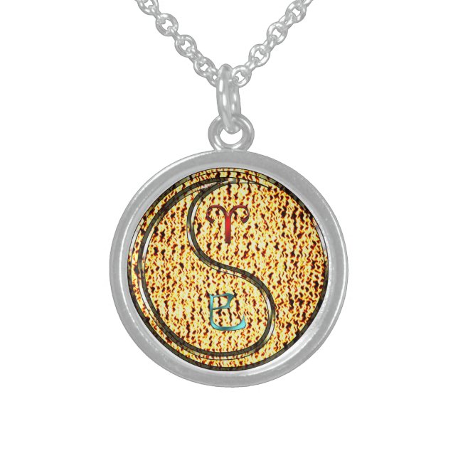 Aries & Fire Snake Sterling Silver Necklace (Front)