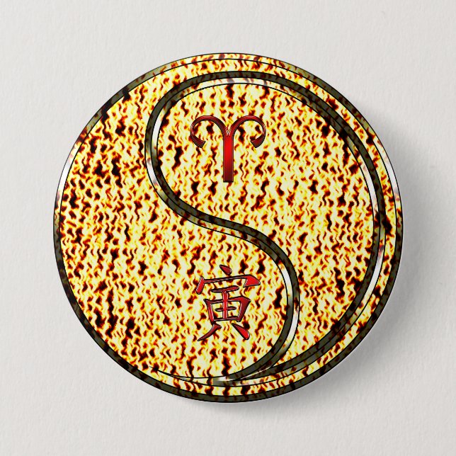 Aries & Fire Tiger Button (Front)