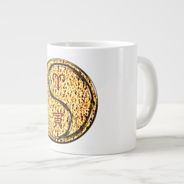 Aries & Fire Tiger Giant Coffee Mug (Front Right)