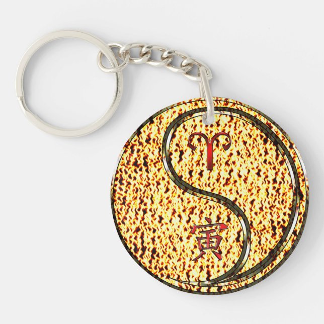 Aries & Fire Tiger Keychain (Front)